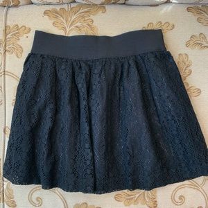 Black Lace Mini Skater Skirt